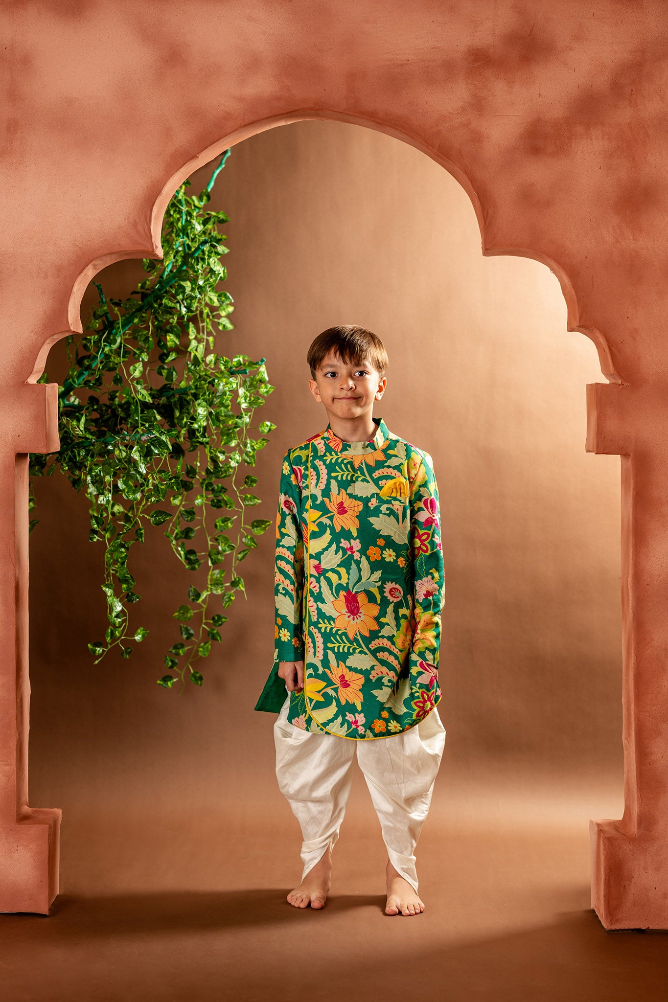 Green floral sherwani