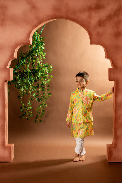 Floral kurta with matching bundi